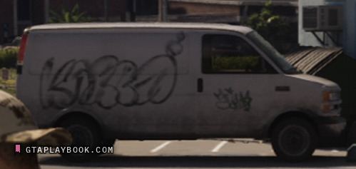 White panel van with graffiti in GTA 6