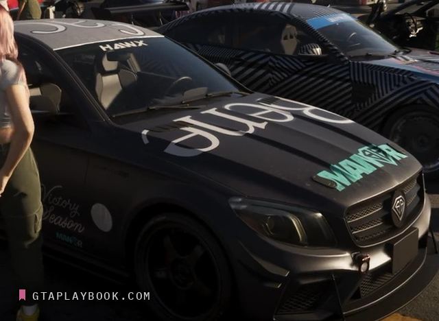Black tuner sedan with HANX livery in GTA 6