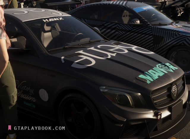 Black tuner sedan with HAWX livery in GTA 6