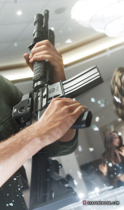 Assault rifle — CORRECTIE (15-09-2026): stond als pompgeweer. Op ware resolutie is