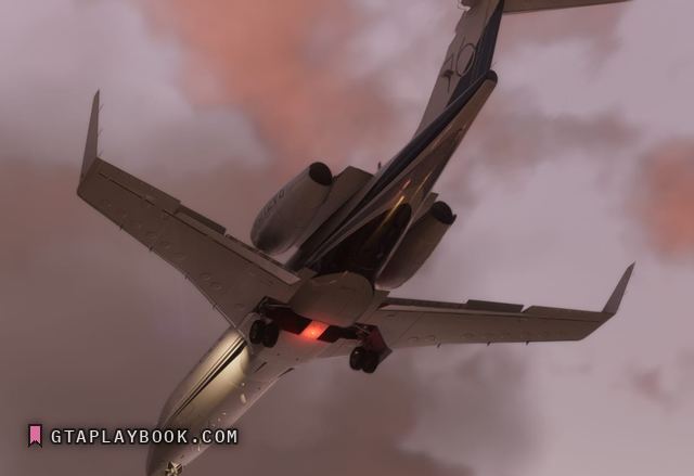 Business jet on approach — rear-three-quarter