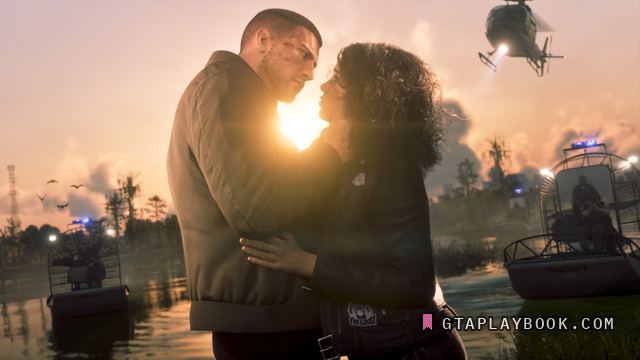 Jason Duval — Omarmd bij zonsondergang op het water, met airboats en