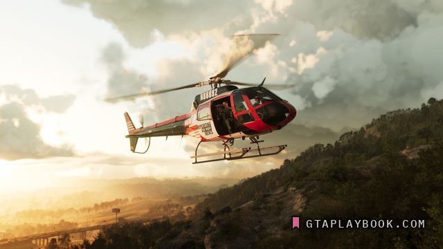 Mount Kalaga National Park — Nieuwshelikopter boven de heuvels bij tegenlicht. Het hele screenshot