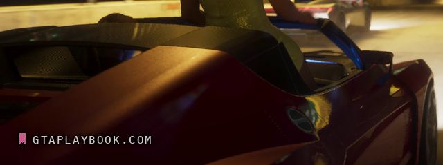 Rear deck of a dark red convertible in GTA 6