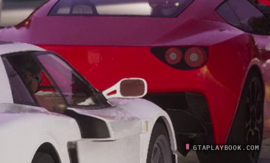 Red fastback coupe with twin round lamps in GTA 6