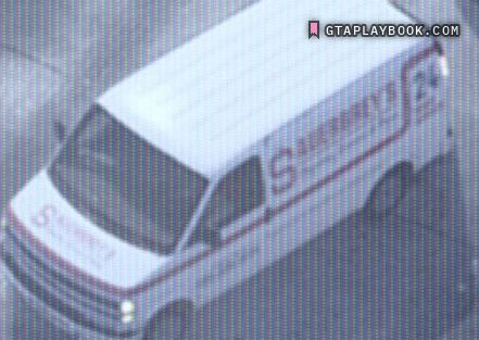 White panel van with a script livery in GTA 6