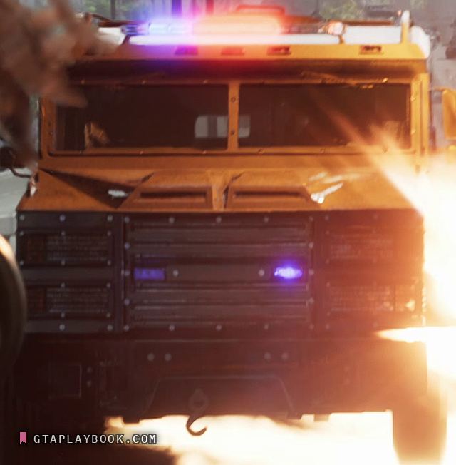 Orange cab-over rescue truck in GTA 6